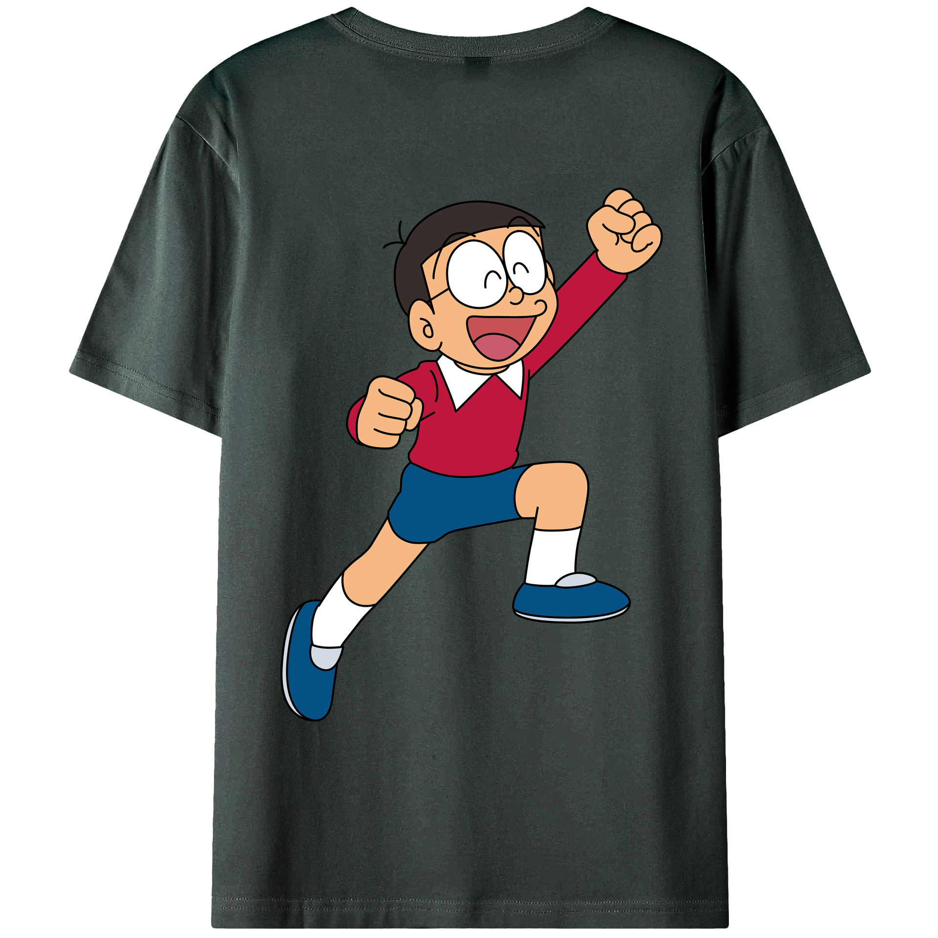 （画像用） ドラえもん 野比 のび太 Doraemon Nobita Nobi 綿100％ メンズ半袖Tシャツ（バックプリント） 通気性